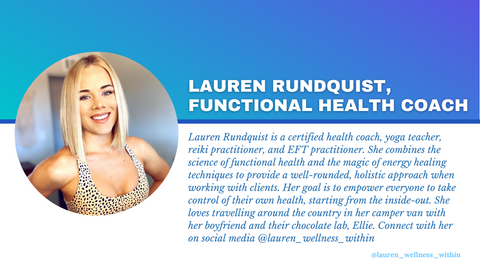 Lauren Rundquist, Functional Health Coach, Certified Yoga Teacher, Reiki Practitioner, EFT Practitioner, Functional Medicine Practitioner, Functional Nutrition